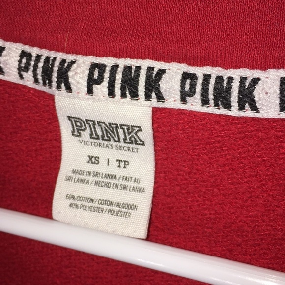 PINK Victoria’s Secret quarter zip hoodie XS red hoodie PINK VS QUARTER zip - Picture 9 of 14